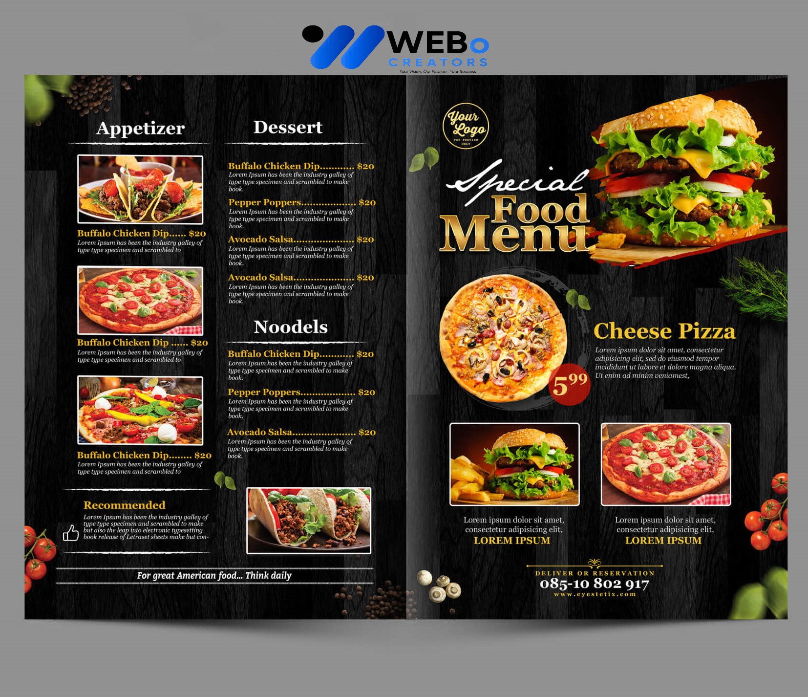 Modern restaurant menu design Brisbane, CA 2026 café menu layout food branding design services